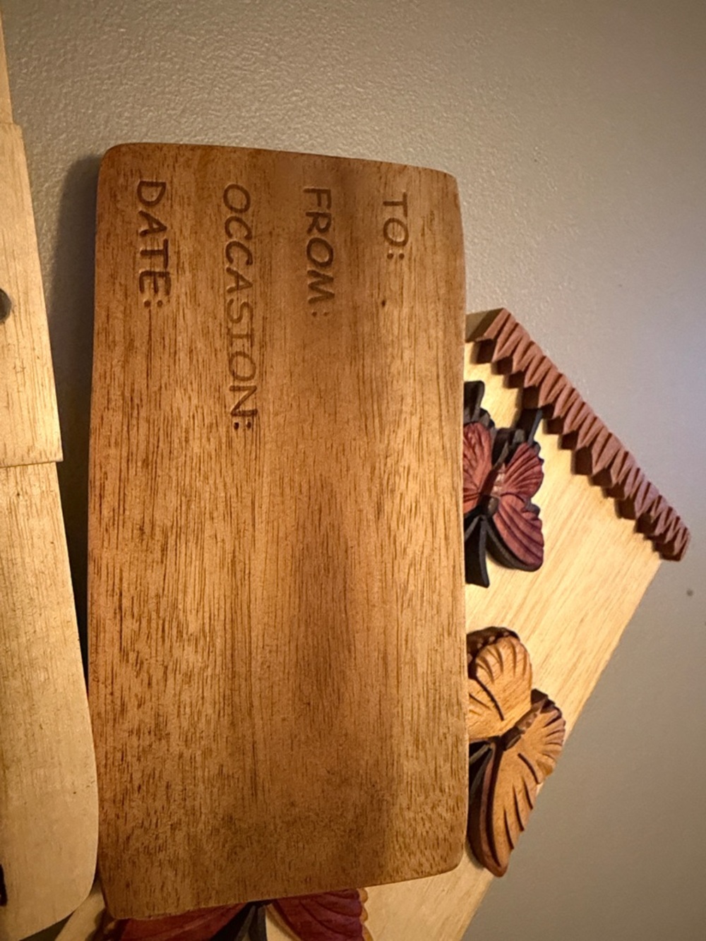 Handcrafted Wooden Butterfly Wall Storage Box - Natural & Brown - Picture 8 of 10